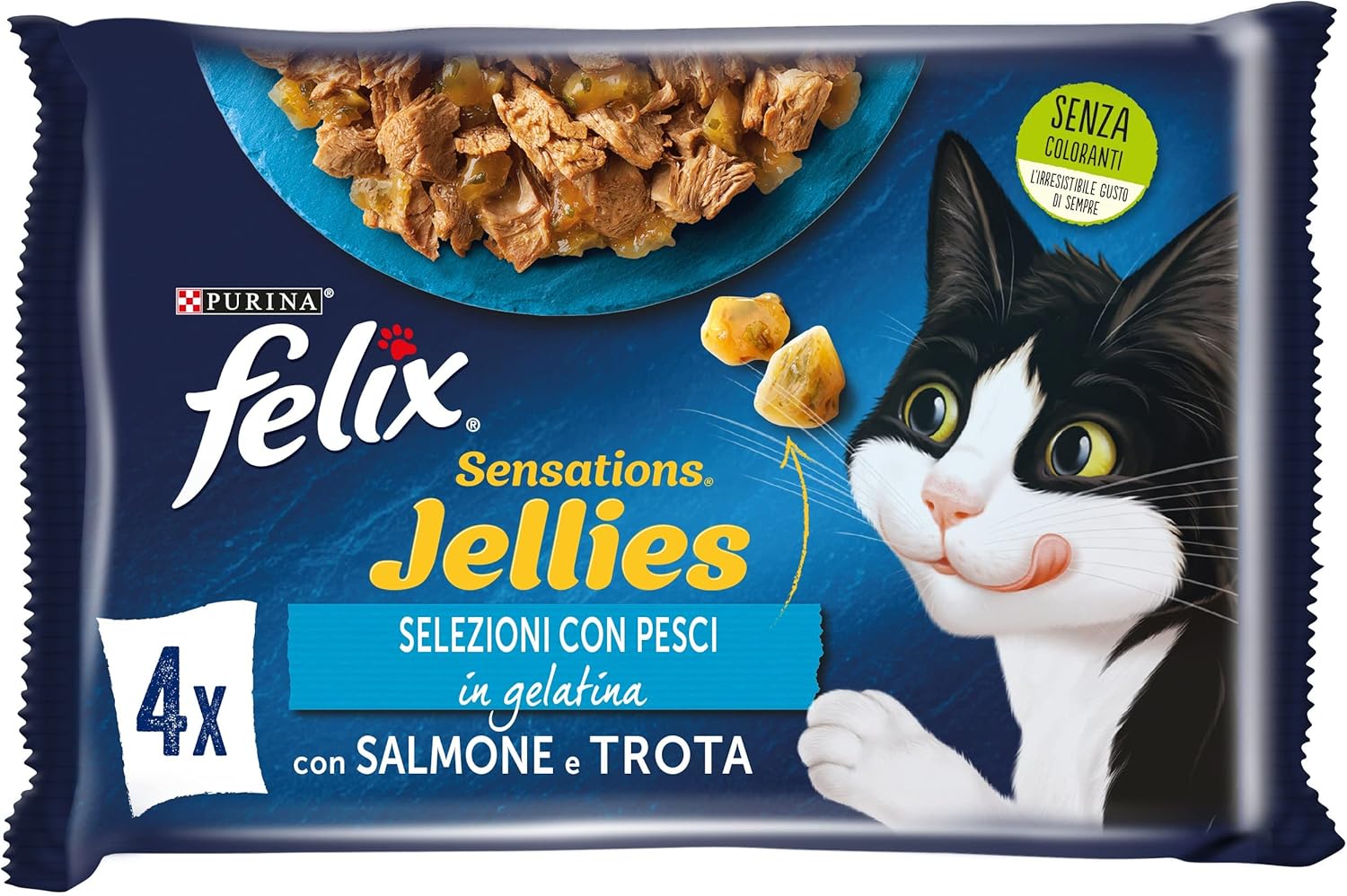 PURINA FELIX SENSATIONS GATTO UMIDO CON SALMONE&TROTA  4X85G