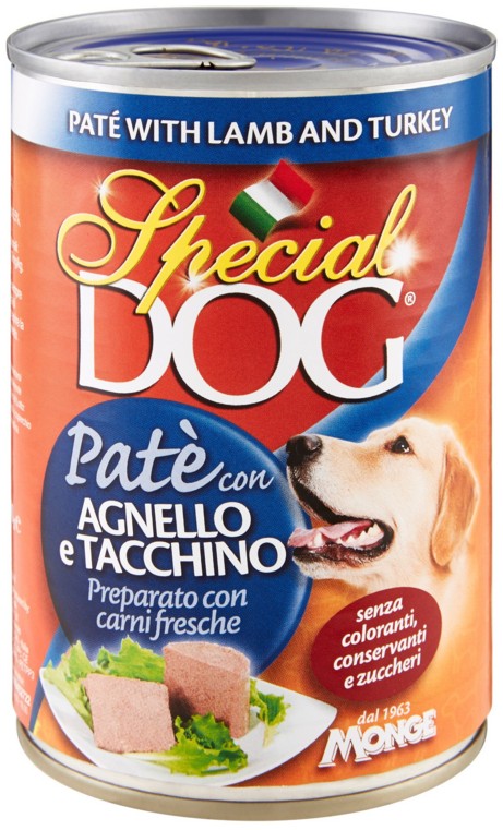 MONGE SPECIAL DOG PATE'AGNELLO TACCH. GR.400 LATT.
