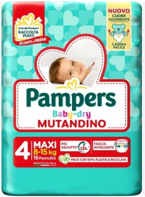 PANN.PAMPERS BABY DRY MUTANDINO PZ.16 N4 MAXI