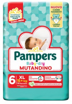 PANN.PAMPERS BABY DRY MUTANDINO PZ.14 N6 XL