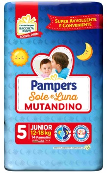 PANN.PAMPERS SOLE&LUNA MUTANDINO N5 JUNIOR P.14