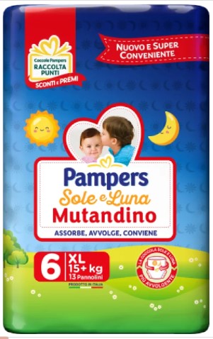 PANN.PAMPERS SOLE&LUNA MUTANDINO N6 XL P.13