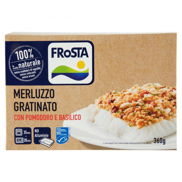 MERLUZZO GRATINATO C/POMOD.BAS.MSC FROSTA G360    