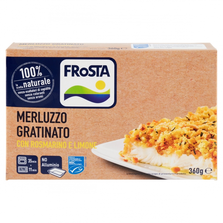 MERLUZZO GRATINATO C/LIM.ROSM.MSC FROSTA G360     