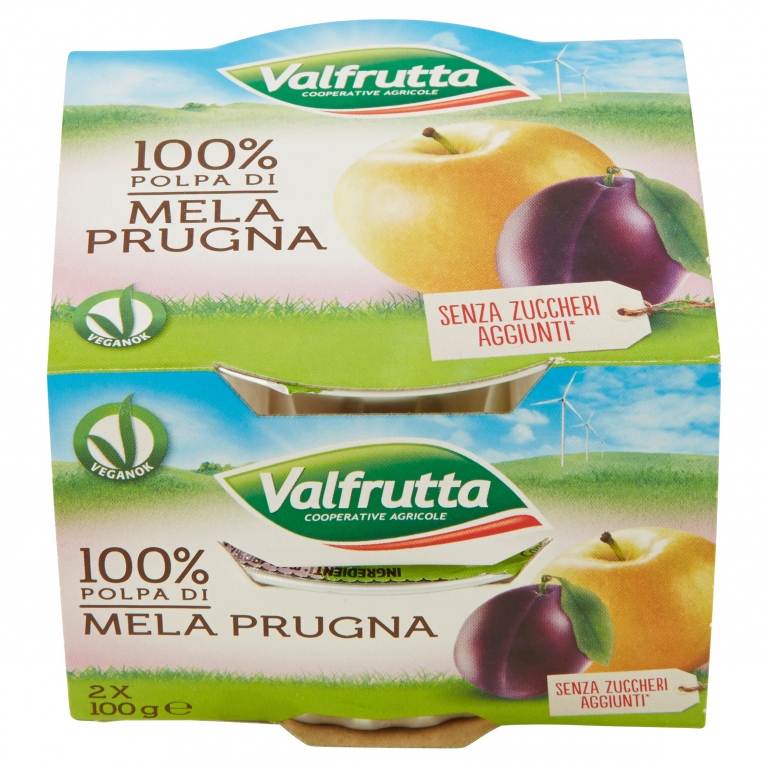 VALFRUTTA POLPA DI FRUTTA MELA/PRUGNA GR.100X2