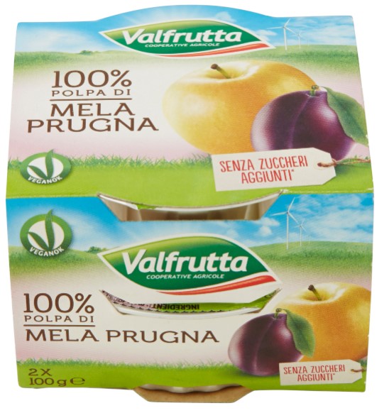 VALFRUTTA POLPA DI FRUTTA MELA/PRUGNA GR.100X2