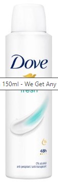 DEO DOVE SPRAY FRESH 48H ML.150