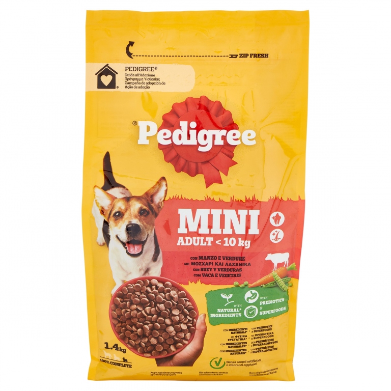 PEDIGREE MINI ADULT MANZO E VERD.KG.1,4