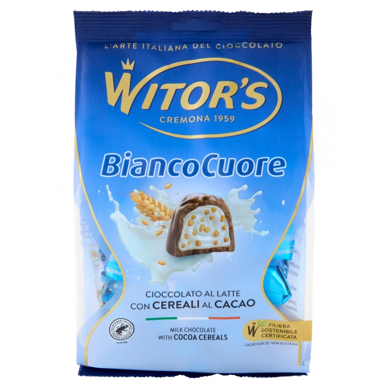 WITOR'S BIANCO CUORE CIOCCOLATO AL LATTE CON CREMA AL LATTE E CEREALI CROCCANTI 200 G