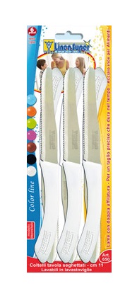 SET 6 COLTELLI DA TAVOLA DENTATI BIANCHI