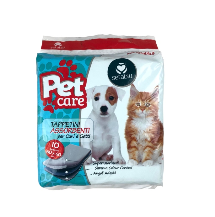 TAPPETINI ASSORBENTI PETCARE 60X60 PZ.10