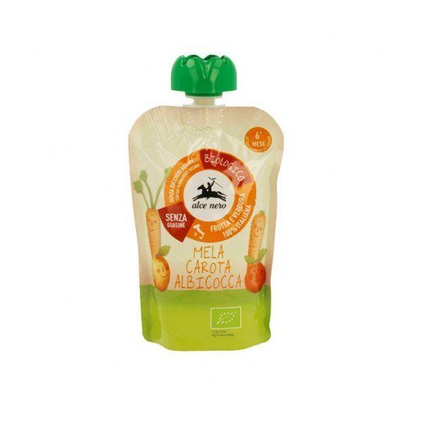 POUCH BIO PUREA ALCE NERO MELA CAROTA ALBI GR.100