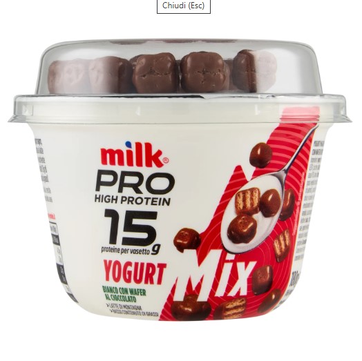 MILK PRO HIGH PROTEIN YOGURT MIX BIANCO CON WAFER AL CIOCCOLATO 180G