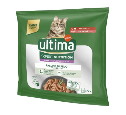 ULTIMA GATTO EXPERT NUTRITION MANZO SALMONE GR.70X4