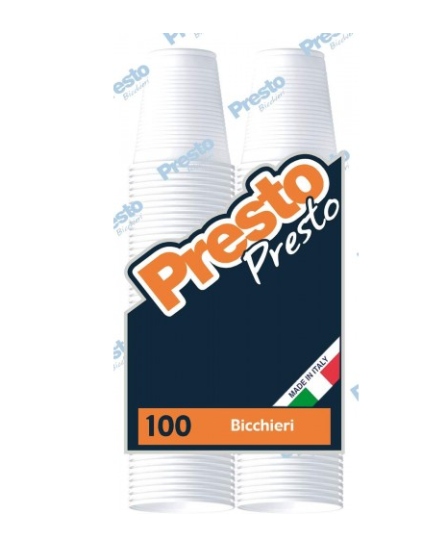 BICCHIERI PRESTO PS CC 200 PZ.100 DUPLO