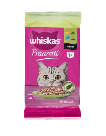 WHISKAS PRANZETTI IN SALSA 1+ ANNI MARE E MONTI 6 X 50 G