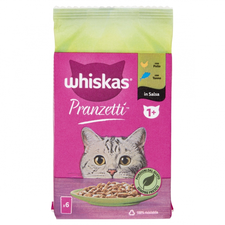 WHISKAS PRANZETTI IN SALSA 1+ ANNI MARE E MONTI         6 X 50 G