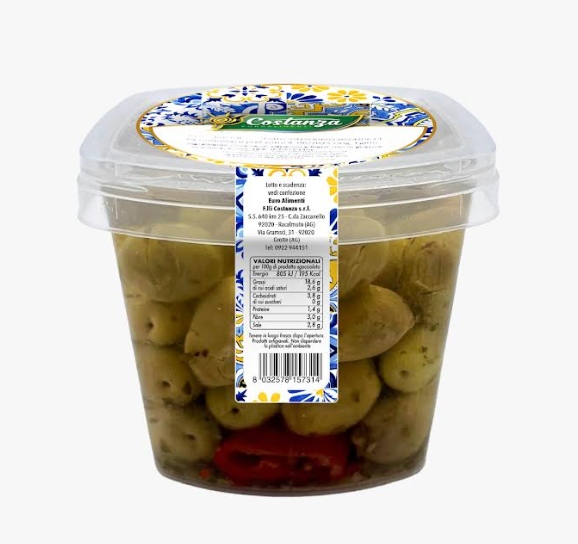 OLIVE VERDI SCHIACCIATE CONTADINA GR.400 COSTANZA