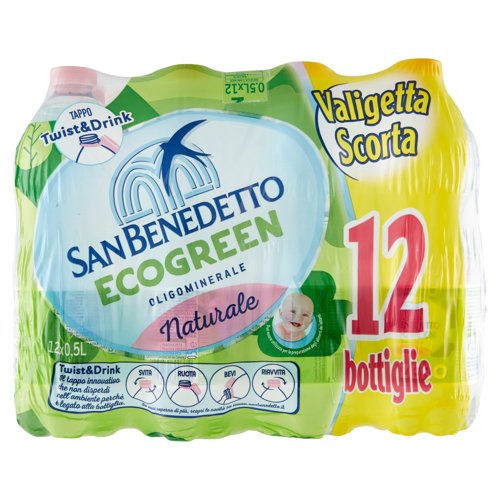 SAN BENEDETTO ECOGREEN 0,5L NATURALE - FONTE DEL POLLINO CON NUOVO TAPPO TWIST&DRINK