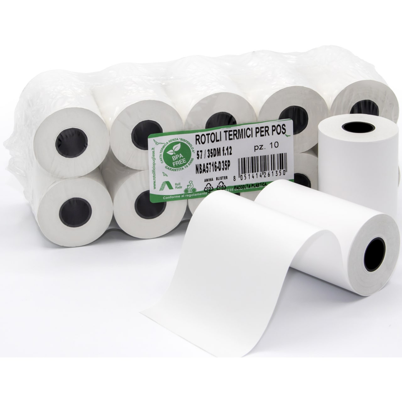 ROTOLO CARTA TERMICA X POS 57/35/12 X10 ROTOLI
