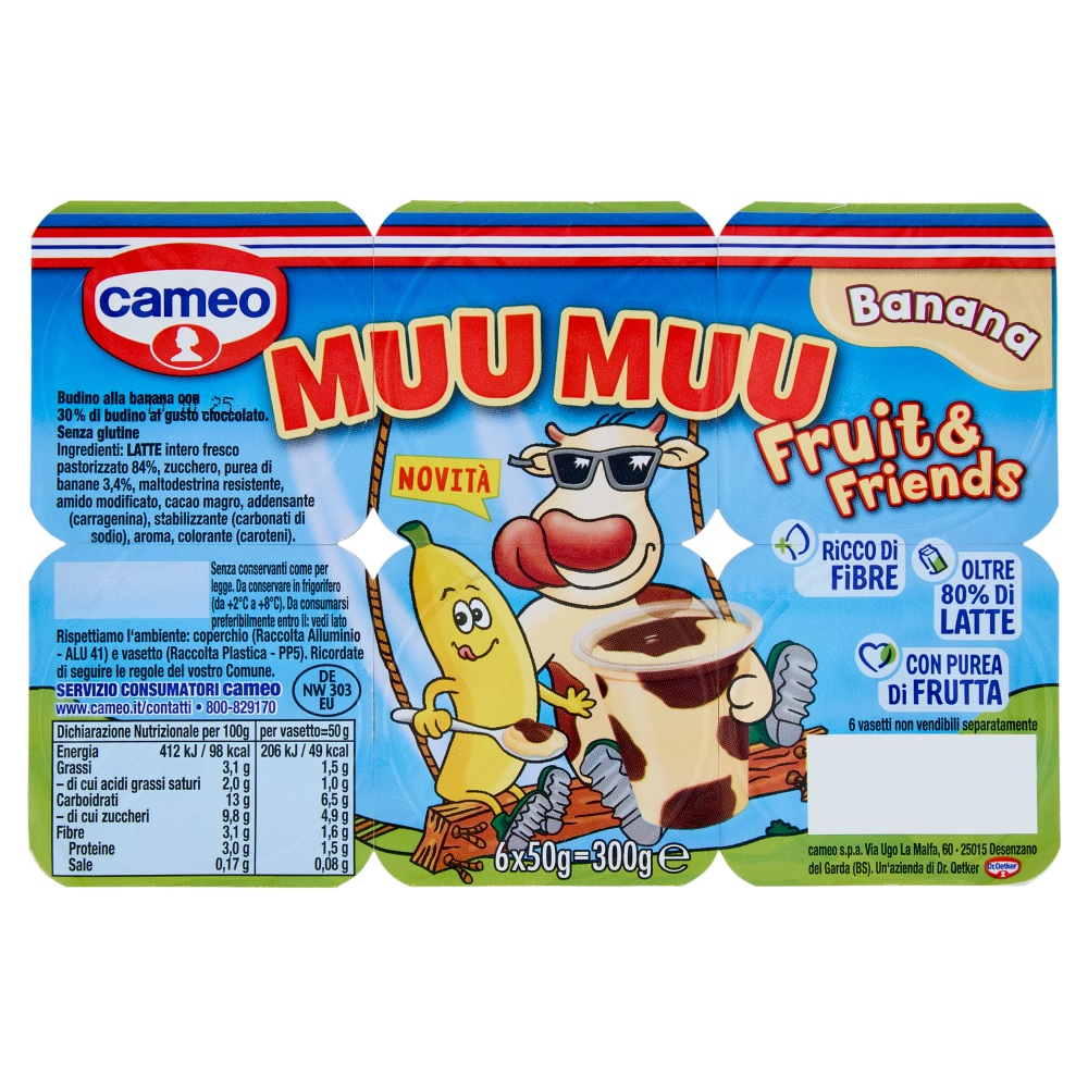 CAMEO MUU MUU FRUIT&FRIENDS BANANA-CIOCCOLATO 6X50GR.