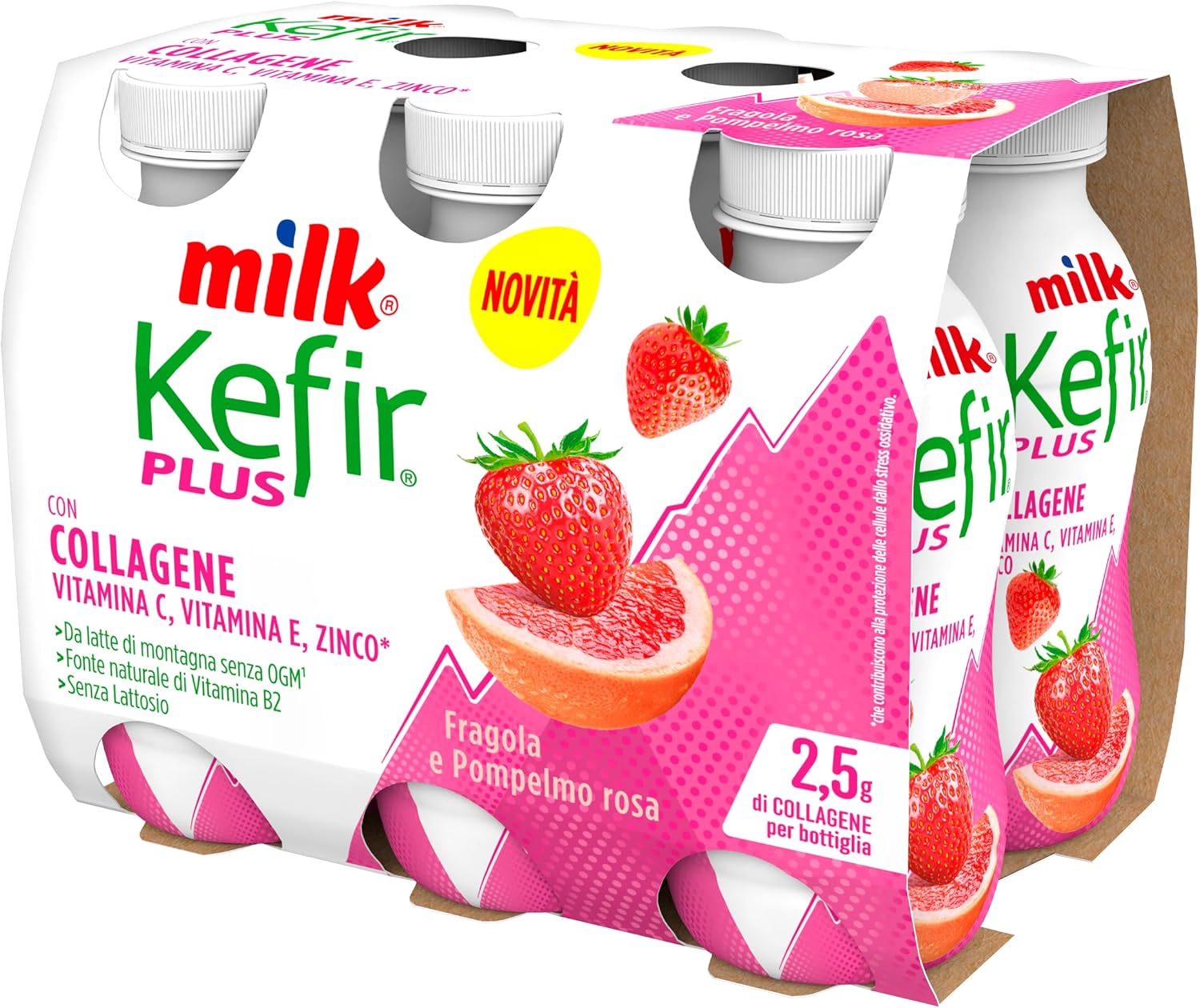 MILK PLUS COLLAGENE KEFIR BERE FRAGOLA/POMP.6X100G