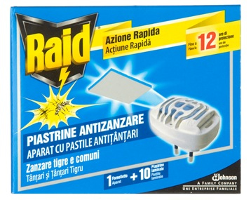 RAID PIASTRINE ZANZARE 1 DIFFUSORE + 10 PIASTRINE