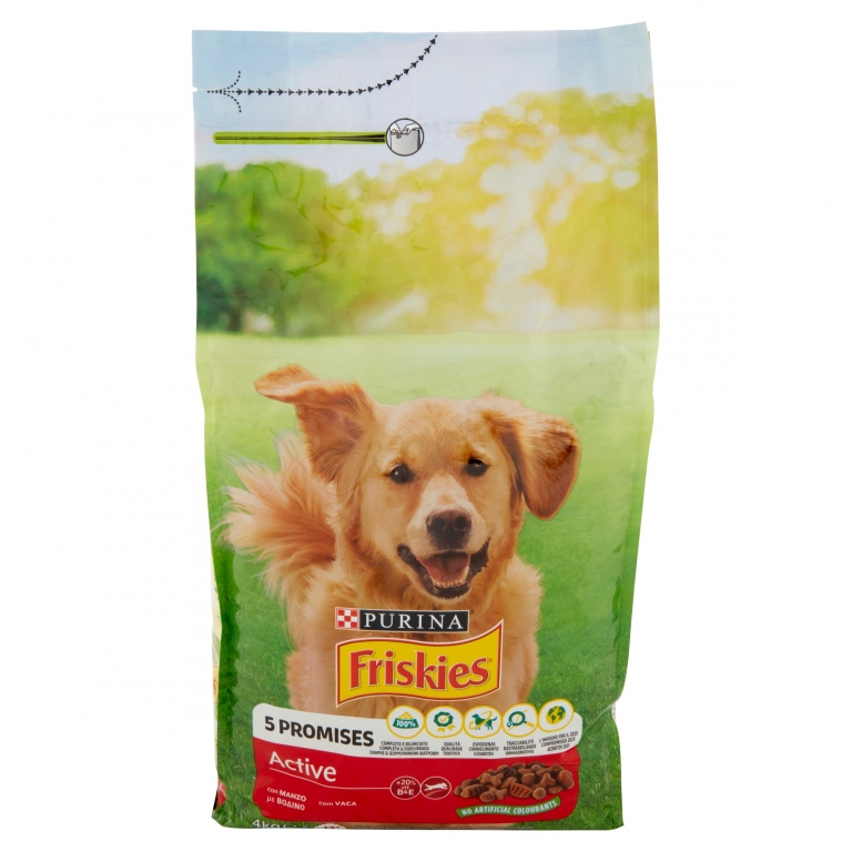 PURINA FRISKIES CANE SECCO CROCCHETTE VITAFIT ACTIVE CON MANZO SACCO 4 KG
