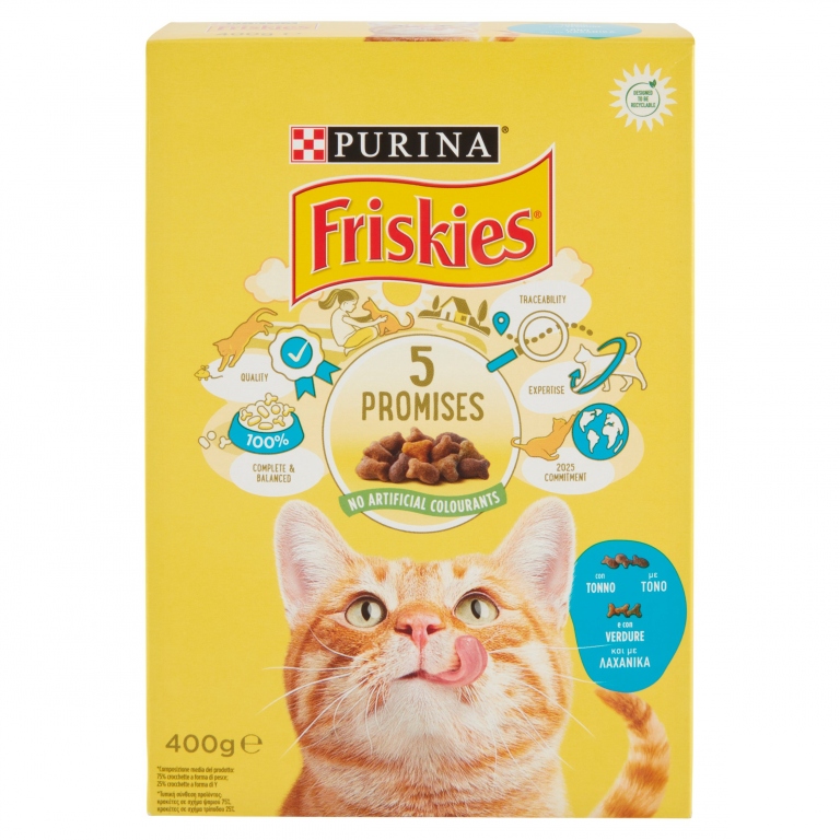 PURINA FRISKIES GATTO CROCCHETTE CON TONNO E CON VERDURE 400G