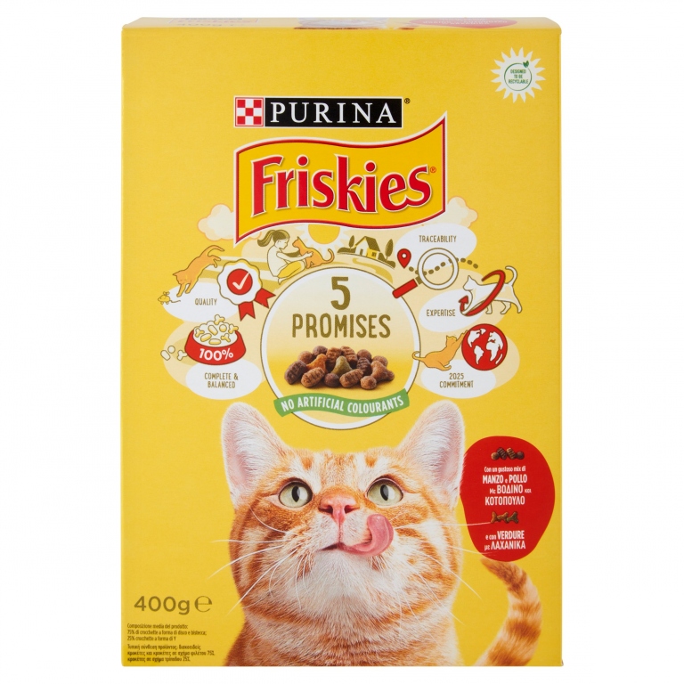 PURINA FRISKIES GATTO CROCCHETTE CON MANZO, CON POLLO E CON VERDURE 400G