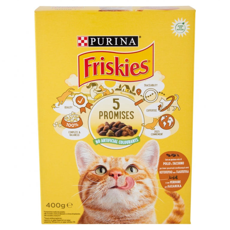 PURINA FRISKIES GATTO CROCCHETTE CON POLLO, CON TACCHINO E CON VERDURE 400G