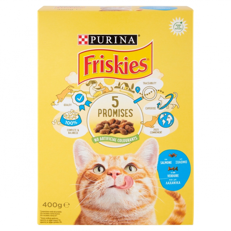 PURINA FRISKIES GATTO CROCCHETTE CON SALMONE E CON VERDURE 400G