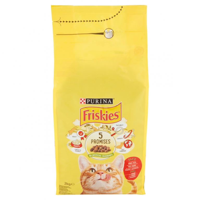 PURINA FRISKIES GATTO CROCCHETTE CON MANZO, CON POLLO E CON VERDURE 2KG
