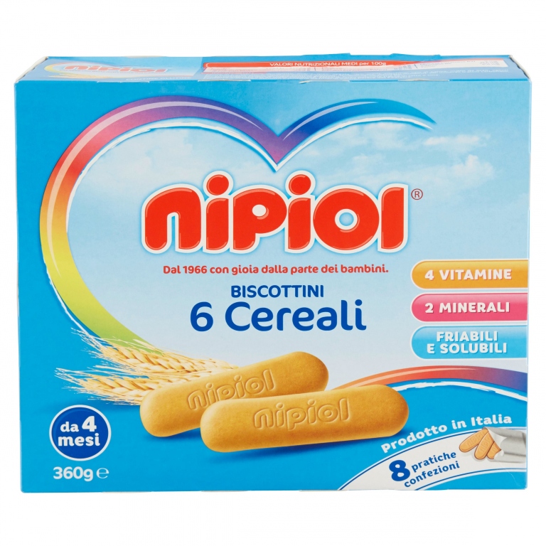 NIPIOL BISCOTTINI 6 CEREALI 360 G