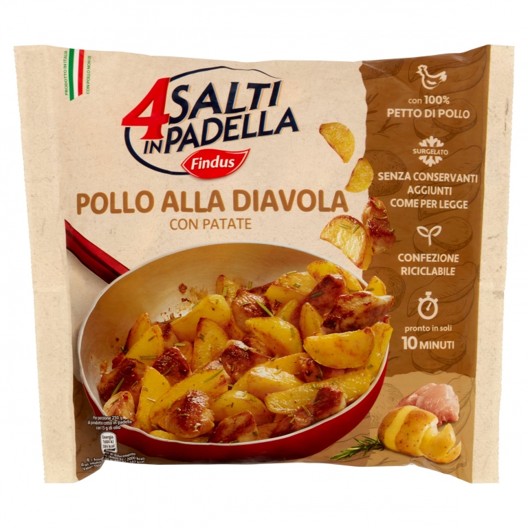 4 SALTI IN PADELLA FINDUS POLLO ALLA DIAVOLA CON PATATE 500G