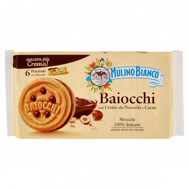MULINO BIANCO BAIOCCHI CON CREMA ALLA NOCCIOLA E CACAO 336 G