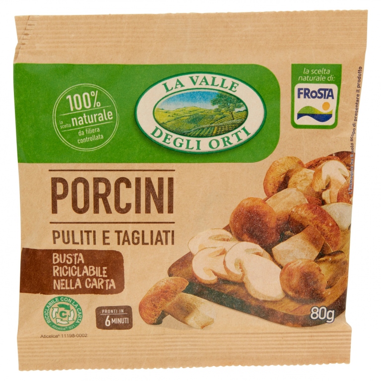 LA VALLE DEGLI ORTI PORCINI PULITI E TAGLIATI A FETTE 80 G
