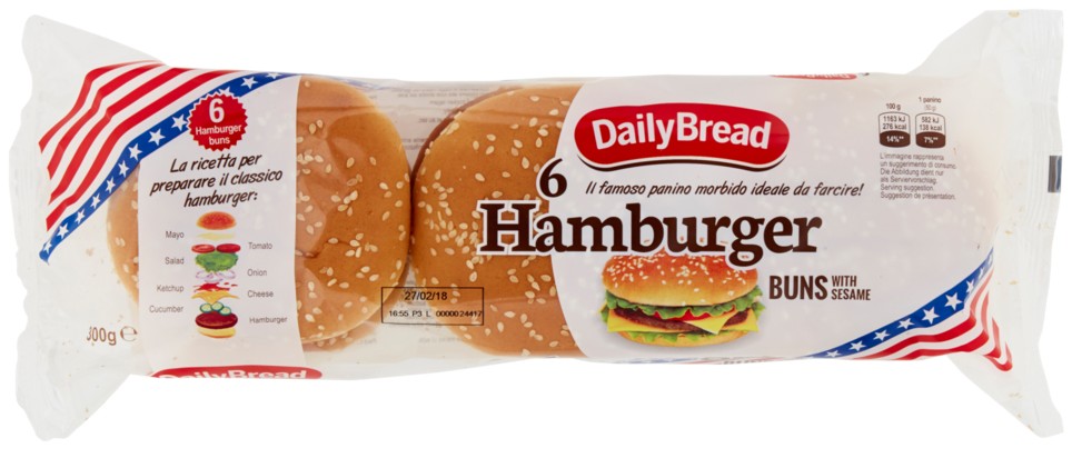 DAILYBREAD PANE HAMBURGER SESAMO X6 GR.300