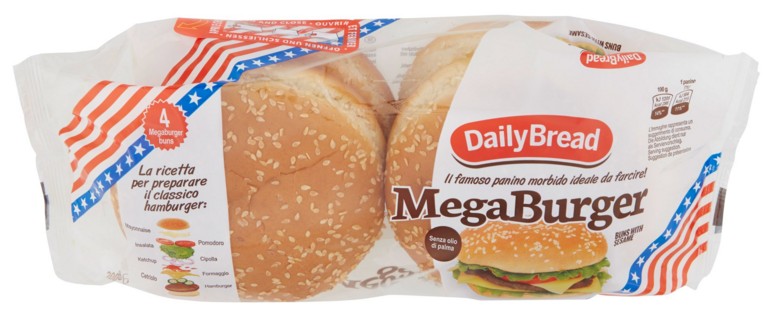 DAILYBREAD MEGABURGER BUNS WITH SESAME 4 X 75 G