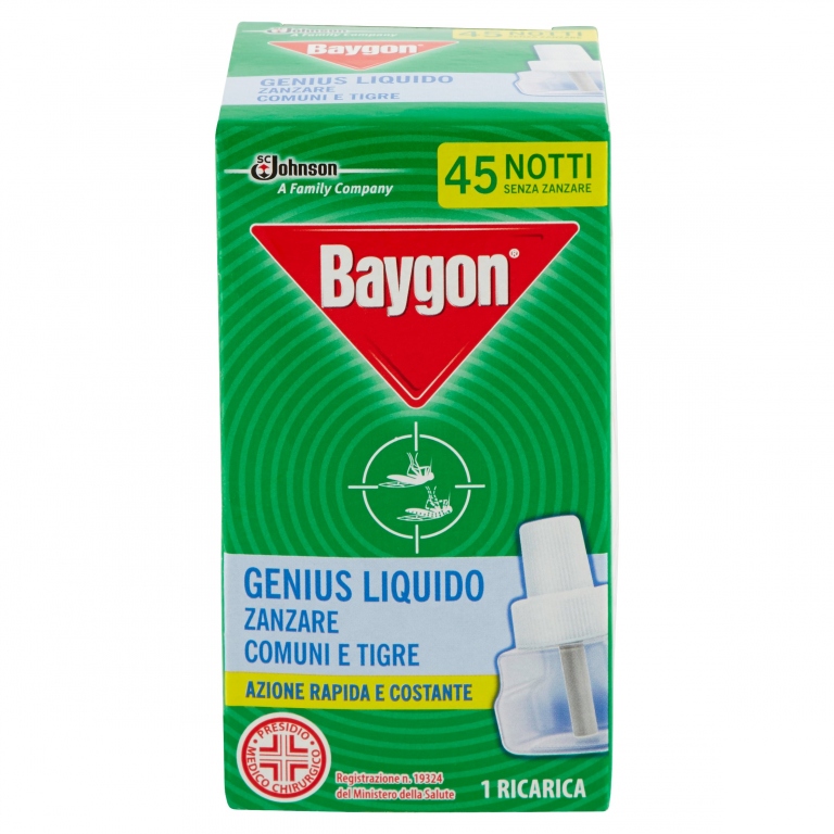 BAYGON GENIUS LIQUIDO ZANZARE COMUNI E TIGRE 1 RICARICA 27 ML