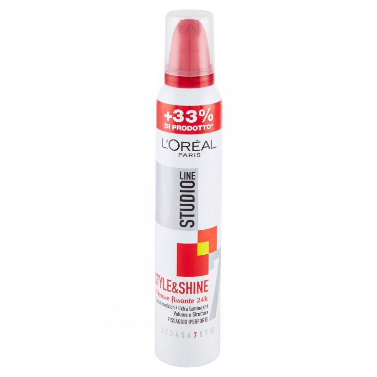L'OREAL PARIS STUDIO LINE STYLE&SHINE, MOUSSE CAPELLI IPERFORTE, 200 ML