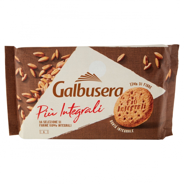 GALBUSERA PIUINTEGRALI RICCHI DI FIBRE 100% INTEGRALE CON GRANI ANTICHI ITALIANI 6 X 55 G