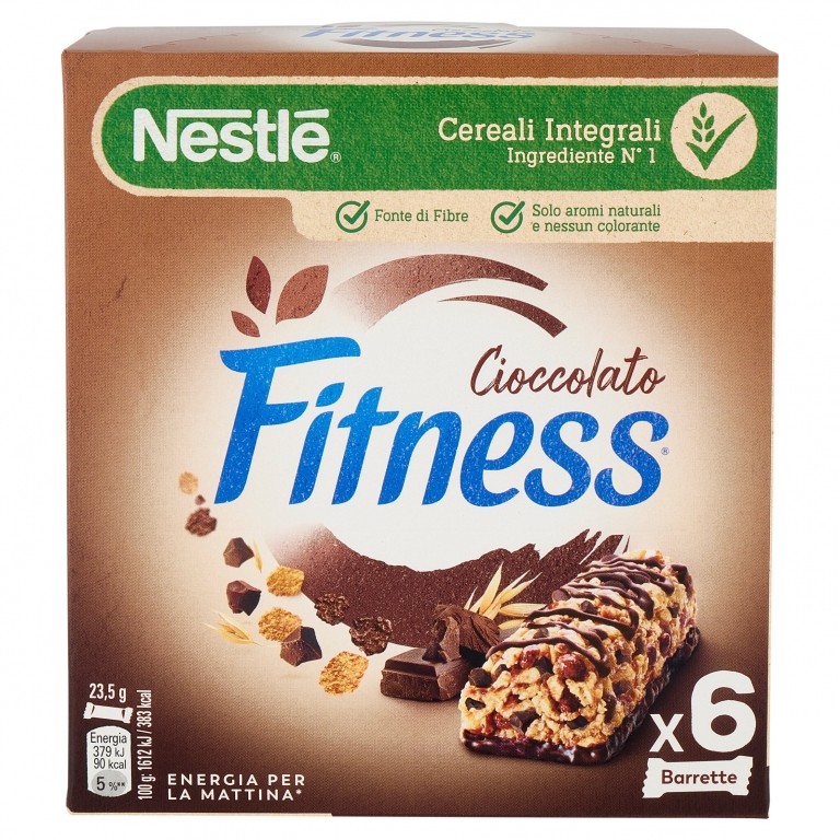 FITNESS CIOCCOLATO BARRETTA DI CEREALI INTEGRALI CON CIOCCOLATO FONDENTE 6 PEZZI