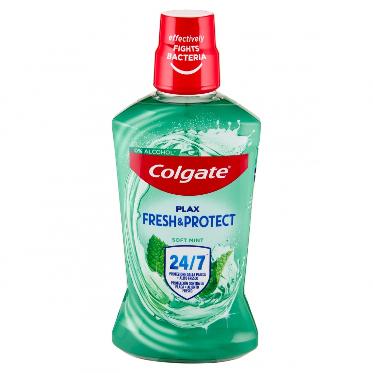 COLGATE COLLUTORIO PLAX SOFT MINT, PROTEZIONE DELLA PLACCA, ZERO ALCOL 500 ML
