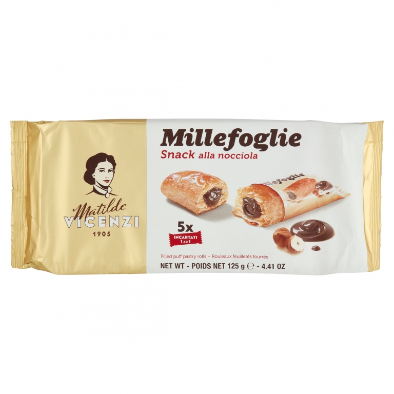 PASTICCERIA MATILDE VICENZI MILLEFOGLIE D'ITALIA MINISNACK NOCCIOLA 5 X 25 G
