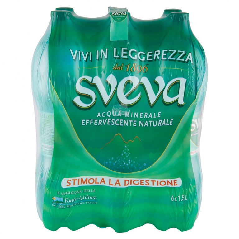 SVEVA, ACQUA MINERALE EFFERVESCENTE NATURALE 1,5L X 6 (PET)