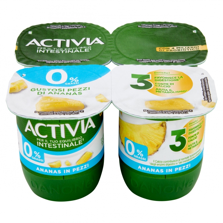 ACTIVIA 0% GRASSI ANANAS IN PEZZI 4 X 125 G