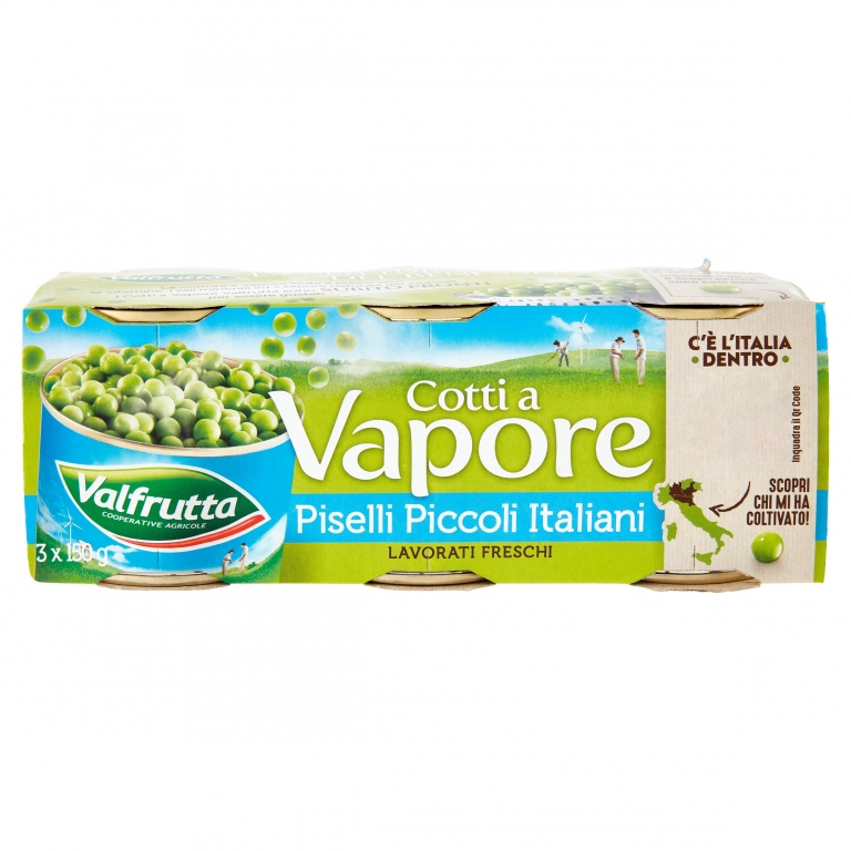 VALFRUTTA COTTI A VAPORE PISELLI PICCOLI ITALIANI 3 X 150 G