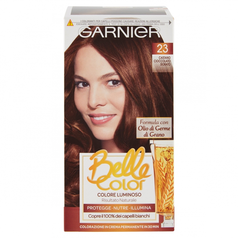 GARNIER BELLE COLOR COLORE LUMINOSO, TINTA PER CAPELLI BIANCHI 23 CASTANO CIOCCOLATO DORATO