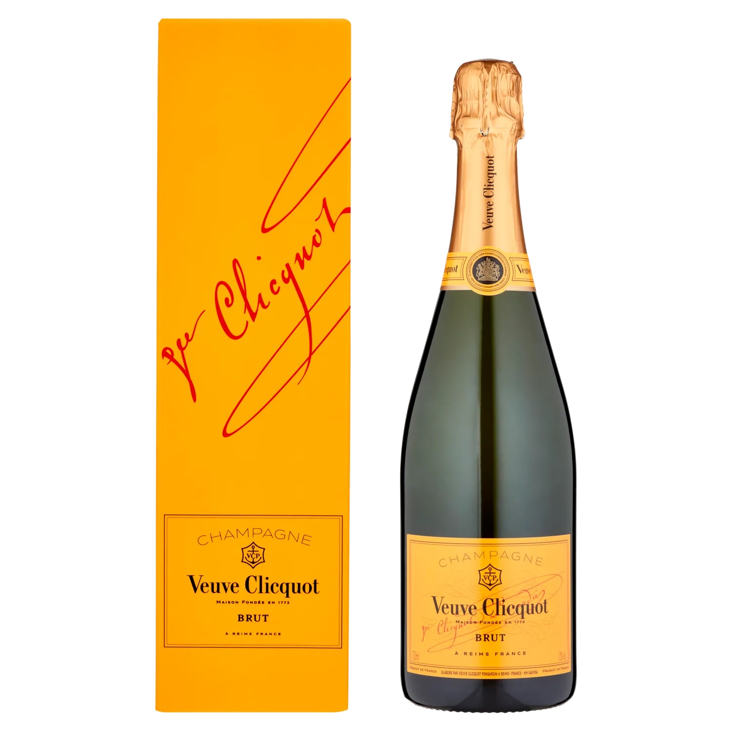 CHAMPAGNE VEUVE CLICQUOT YELLOW LABEL CL.75 CON ASTUCCIO